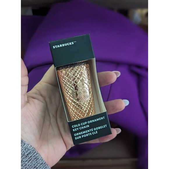 Starbucks Champagne Rose Gold Cold Cup Keychain - Picture 1 of 3